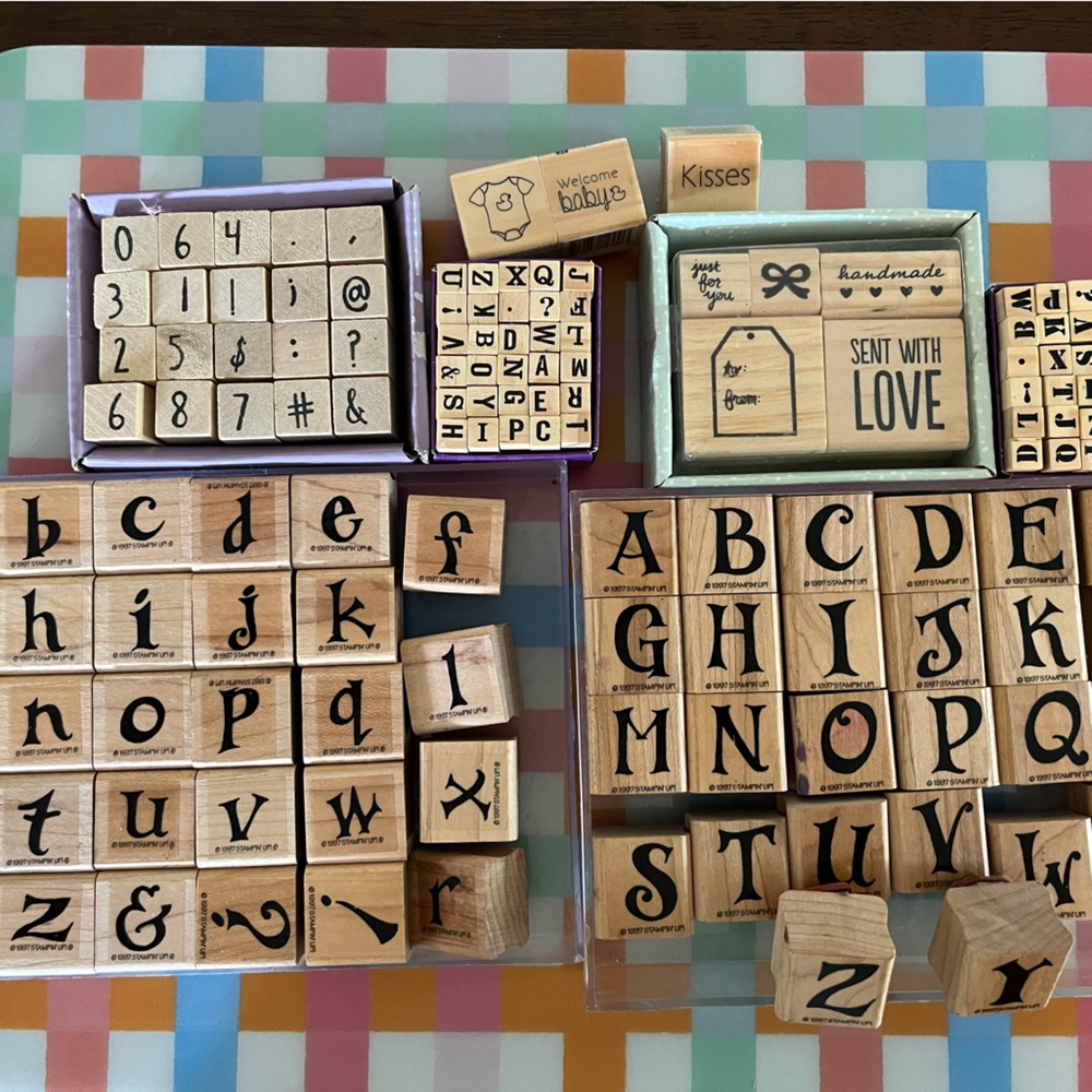 Alphabet rubber stamps